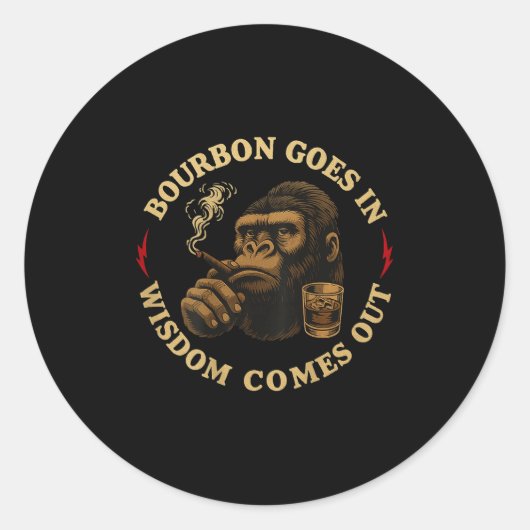 Bourbon Goes In Wisdom Comes Out Monkey Whiskey (o ラウンドシール (正面)
