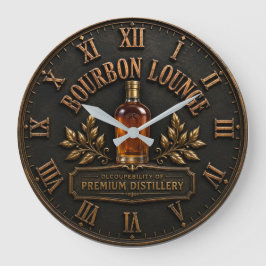 Bourbon Lounge Premium Whiskey Distillery Decor ラージ壁時計
