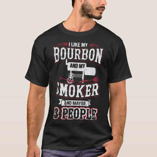 Bourbon Smoker BBQ Humor Design Tシャツ (正面)