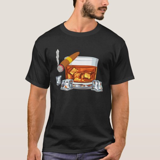 Bourbon Smoking Cigar Mens Drinking Tシャツ (正面)