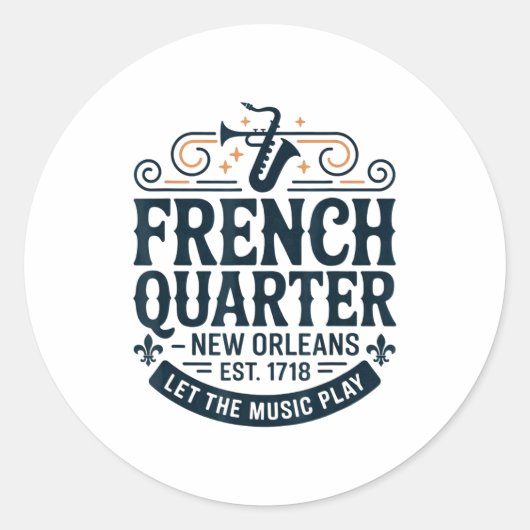 Bourbon Street French Quarter New Orleans Mardi Gr ラウンドシール (正面)