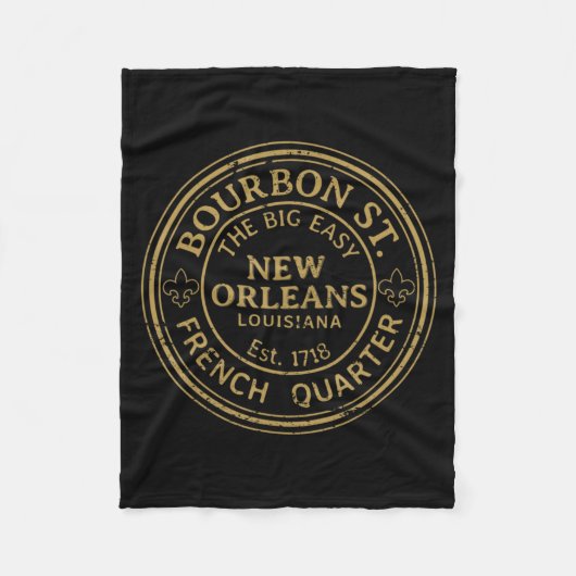 Bourbon Street New Orleans French Quarter Distress フリースブランケット (正面)