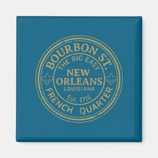 Bourbon Street New Orleans French Quarter Distress マグネット (正面)