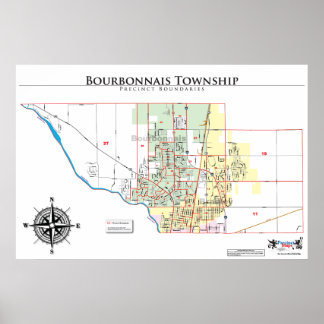 Bourbonnais Township Precinct Map ポスター