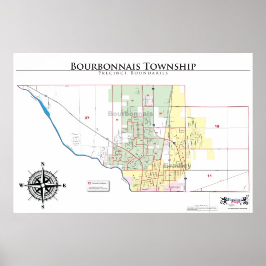 Bourbonnais Township Precinct Map ポスター (正面)