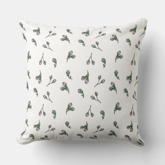 Bourgeon de Fleur - Rose et vert - Motif floral dé クッション