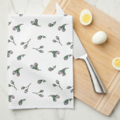 Bourgeons de fleurs rose, motif à l'aquarelle キッチンタオル (四つ折り)