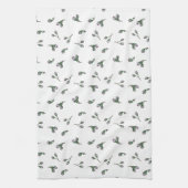 Bourgeons de fleurs rose, motif à l'aquarelle キッチンタオル (縦)