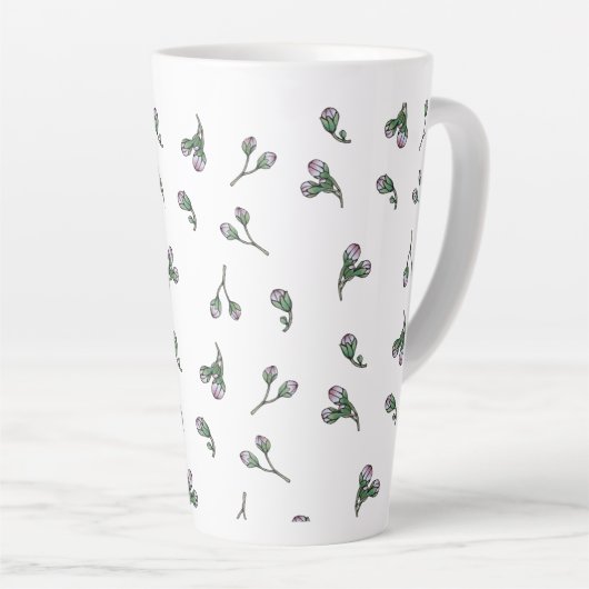 Bourgeons de fleurs roses カフェラテマグ (右アングル)