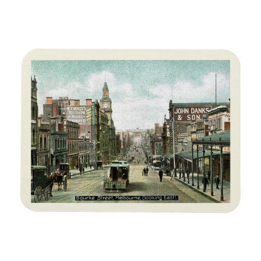Bourke St., Melbourne,オーストラリアヴィンテージスタイル マグネット (横)