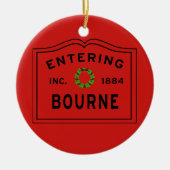 Bourne Maのクリスマスに入る セラミックオーナメント (正面)