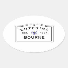 Bourne MAの町に入る 楕円形シール