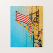 Bournemouthのジャイアントデッキチェアビーチ。 ジグソーパズル (縦)