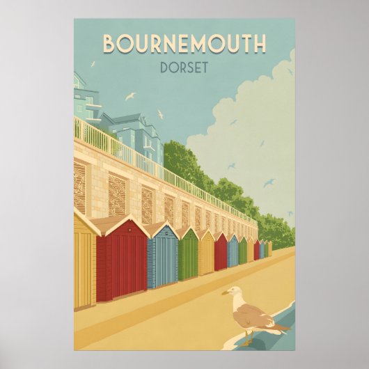 Bournemouth Beach Dorset Seaside Travel Poster ポスター (正面)