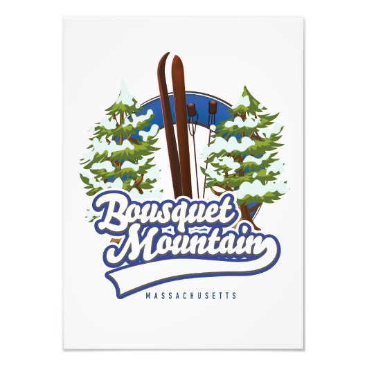 Bousquet Mountain Massachusetts Skiロゴ フォトプリント (正面)