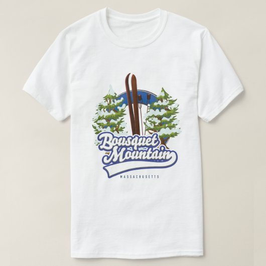 Bousquet Mountain Massachusetts Skiロゴ Tシャツ (デザイン正面)