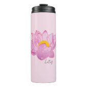 Bouteille isotherme fleur lotus rose aquarelle タンブラー (正面)