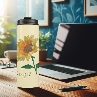 Bouteille isotherme tournesol jaune aquarelle タンブラー