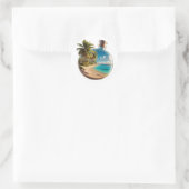 Bouteille Souvenir Guadeloupe: Plage Tropicale  ラウンドシール (バッグ)
