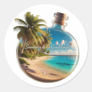 Bouteille Souvenir Guadeloupe: Plage Tropicale  ラウンドシール