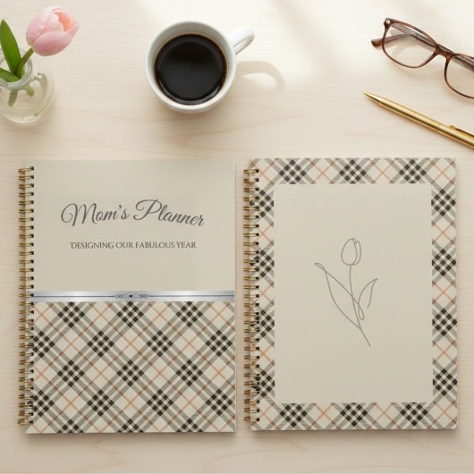Boutique Beige Plaid Moms Fabulous Year Planner プランナー手帳