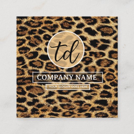 Boutique Branding Leopard Skin Beauty Industry スクエア名刺 (正面)
