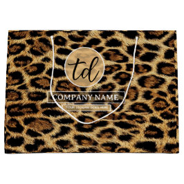 Boutique Branding Leopard Skin Beauty Industry ラージペーパーバッグ