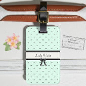 Boutique Chic Mint Green Polka Dot Monogram ラゲッジタグ