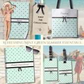 Boutique Chic Mint Green Polka Dot Monogram Diary ノートブック