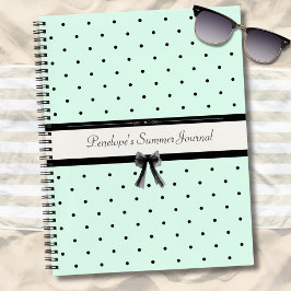 Boutique Chic Mint Green Polka Dot Monogram Diary ノートブック