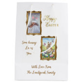 Boutique Gold Frame & Baby Photo Easter ミディアムペーパーバッグ (裏面)