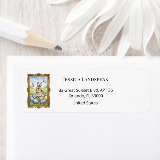 Boutique Gold Frame Easter Rabbit ラベル (インサイチュ)