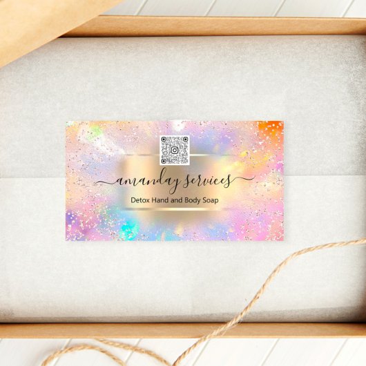 Boutique Online Shop Makeup Gold Holograph QR Code ラベル