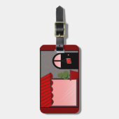 Boutique Storefront Red Black Topiary Open ラゲッジタグ (正面縦)