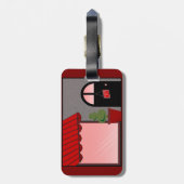 Boutique Storefront Red Black Topiary Open ラゲッジタグ (裏面縦)