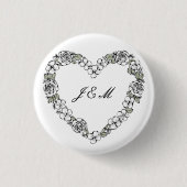 Bouton cadeau de mariage - coeur noir et blanc 缶バッジ (正面)