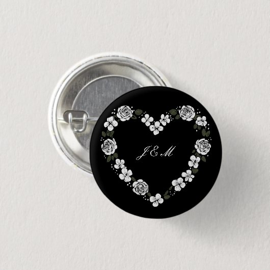Bouton cadeau de mariage - coeur nori et blanc 缶バッジ (正面&裏面)