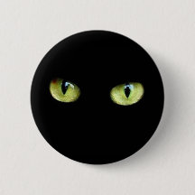Bouton chat noir yeux verts