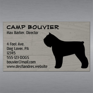 Bouvier des Flandresのシルエットの木製の穀物のスタイル マグネット名刺