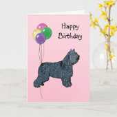Bouvier des Flandresの誕生日の気球 カード (黄色い花)