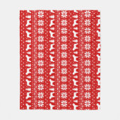 Bouvier des Flandresはクリスマスパターンのシルエットを描きます フリースブランケット (正面)