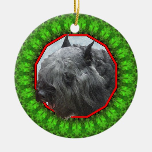 Bouvier des Flandres幸せなHowliday セラミックオーナメント (正面)
