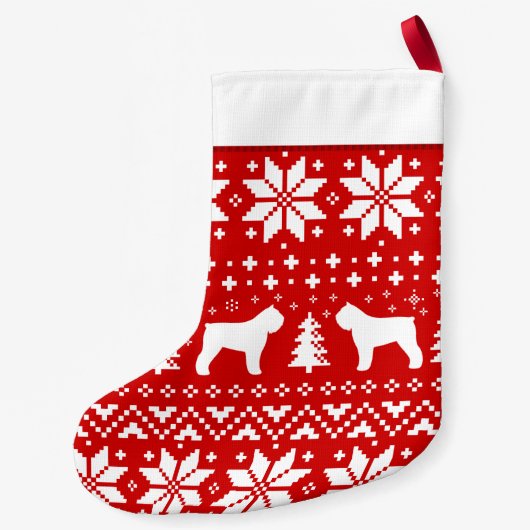 Bouvier des Flandres犬はかわいいパターンのシルエットを描きます スモールクリスマスストッキング (裏面)