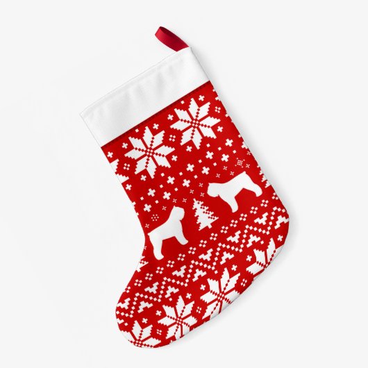 Bouvier des Flandres犬はかわいいパターンのシルエットを描きます スモールクリスマスストッキング (裏面 (吊り時))