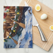 Bouvier des Flandres Christmas Boat Holiday キッチンタオル (四つ折り)