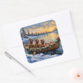 Bouvier des Flandres Christmas Boat Holiday スクエアシール (封筒)