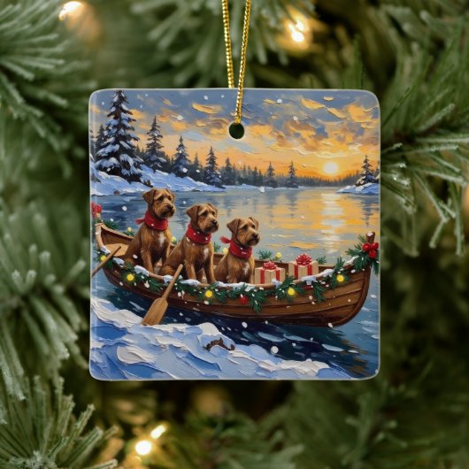 Bouvier des Flandres Christmas Boat Holiday セラミックオーナメント (ツリー)