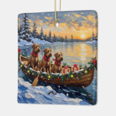 Bouvier des Flandres Christmas Boat Holiday セラミックオーナメント (左)