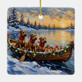 Bouvier des Flandres Christmas Boat Holiday セラミックオーナメント (裏面)