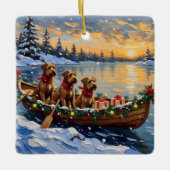 Bouvier des Flandres Christmas Boat Holiday セラミックオーナメント (正面)